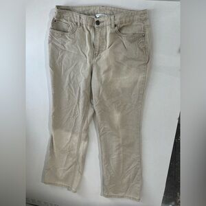 Christopher & Banks Embroidered Neutral Beige Short Wide-Leg Pants